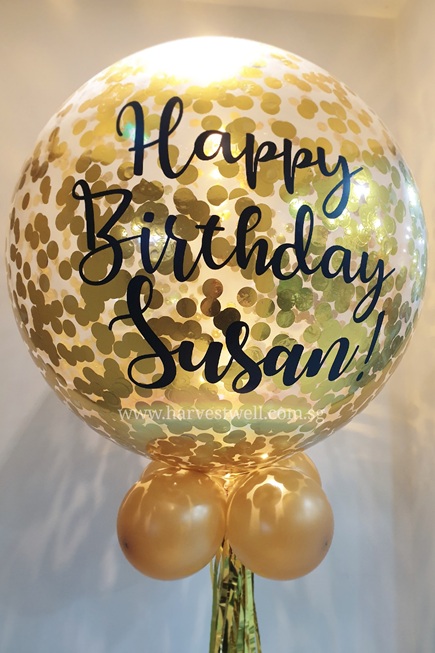 Personalized Jumbo Gold Confetti Helium Latex Balloon